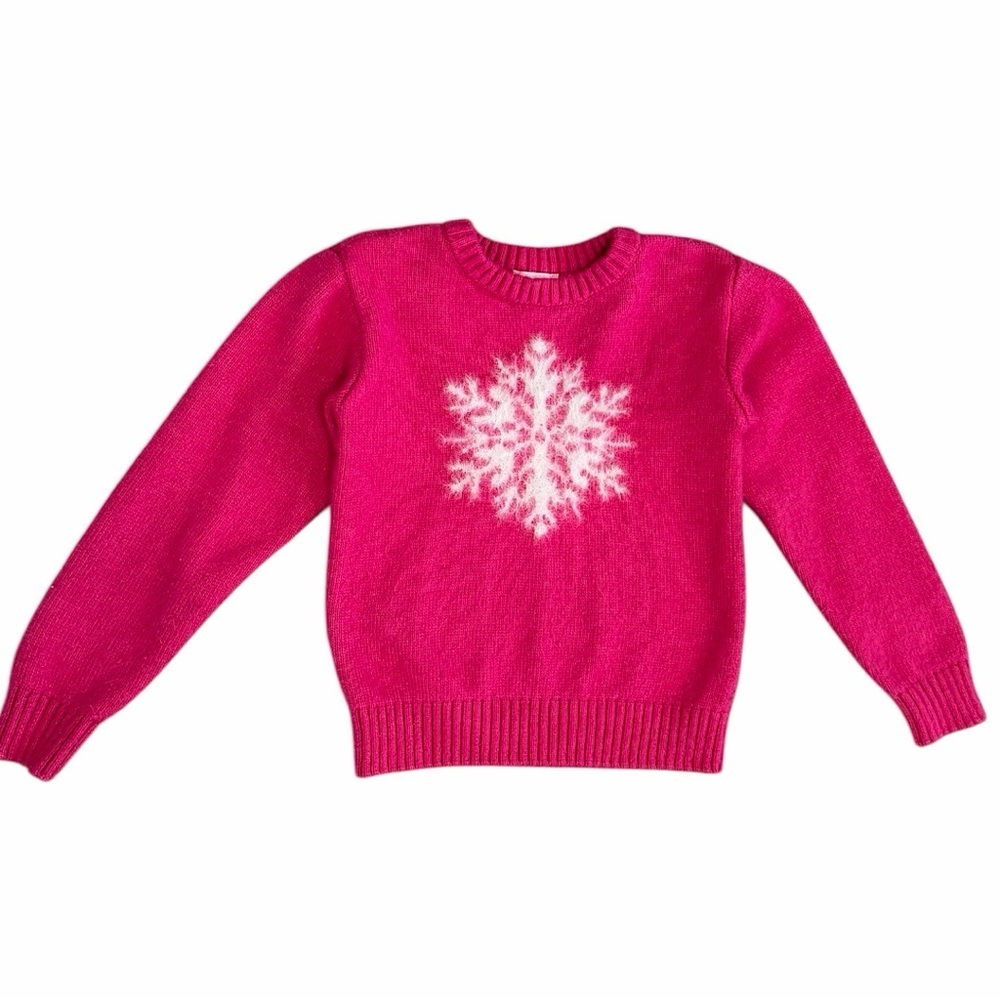 Boutique Holiday Lane Girls' Hot Pink Snowflake Knit Sweater Buttery Soft Sz 6X